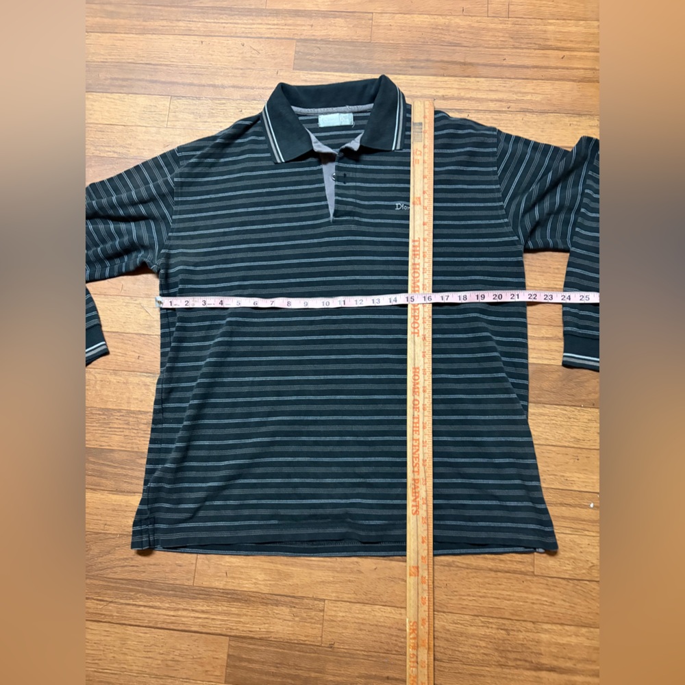 Dior Men's Striped Polo Shirt - Black and Gray - Picture 2 of 6